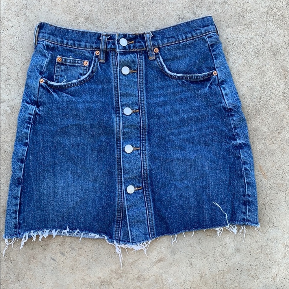 Zara raw hem denim mini